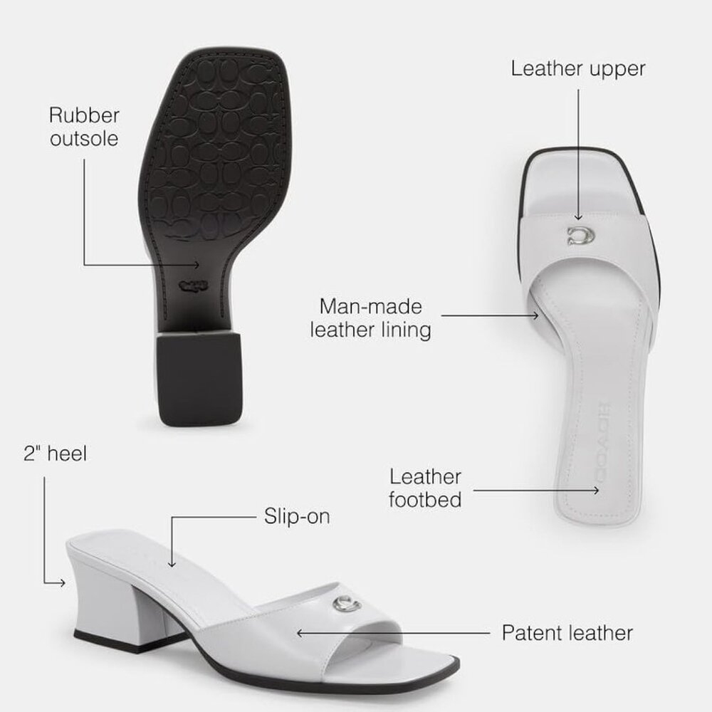 Coach Women's Optic White Sculpted C Block Heel Sandal Heeled Size 10 - Picture 4 of 4